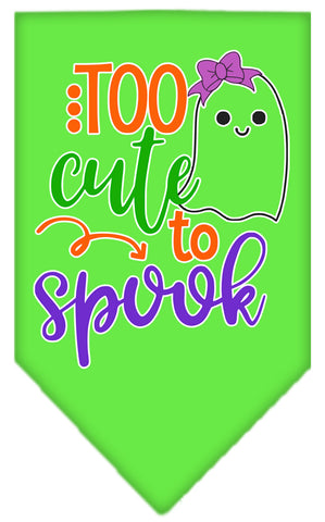 Too Cute To Spook-girly Ghost Screen Print Bandana Lime Green Small