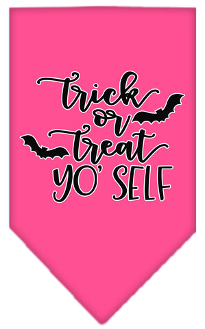 Trick Or Treat Yo' Self Screen Print Bandana Bright Pink Small