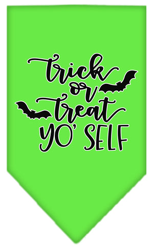 Trick Or Treat Yo' Self Screen Print Bandana Lime Green Small