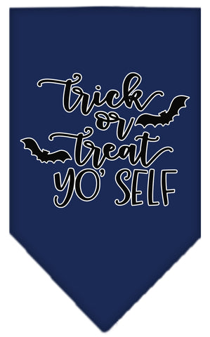 Trick Or Treat Yo' Self Screen Print Bandana Navy Blue Small