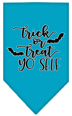 Trick Or Treat Yo' Self Screen Print Bandana Turquoise Small