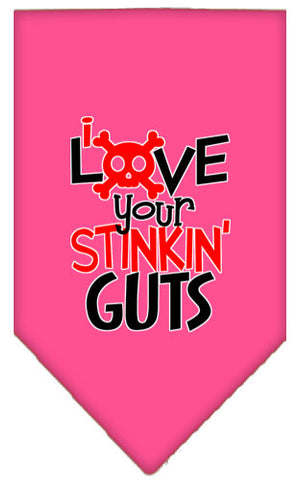 Love Your Stinkin Guts Screen Print Bandana Bright Pink Large