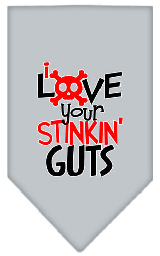 Love Your Stinkin Guts Screen Print Bandana Grey Large