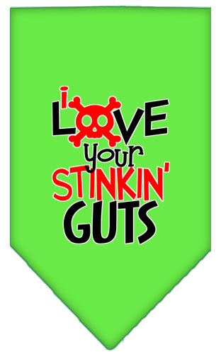 Love Your Stinkin Guts Screen Print Bandana Lime Green Large