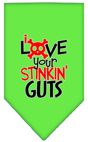 Love Your Stinkin Guts Screen Print Bandana Lime Green Large