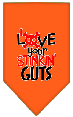 Love Your Stinkin Guts Screen Print Bandana Orange Large