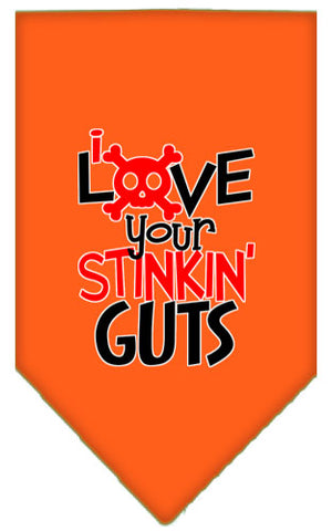 Love Your Stinkin Guts Screen Print Bandana Orange Large