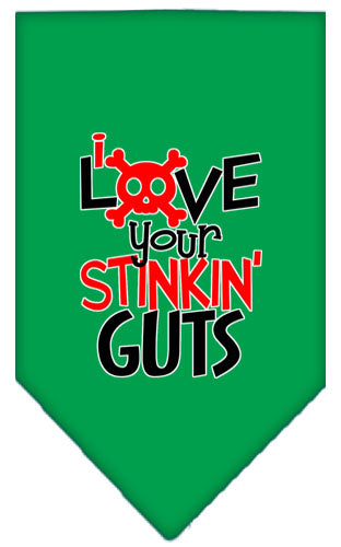 Love Your Stinkin Guts Screen Print Bandana Emerald Green Small