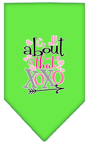 All About That Xoxo Screen Print Bandana Lime Green Large