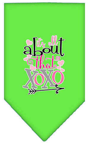 All About That Xoxo Screen Print Bandana Lime Green Large