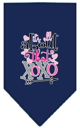 All About That Xoxo Screen Print Bandana Navy Blue Large