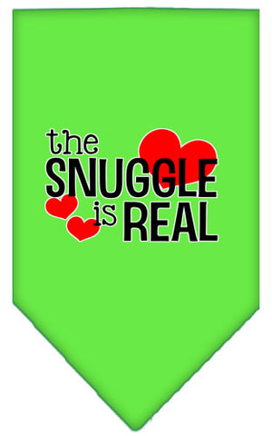 The Snuggle Is Real Screen Print Bandana Lime Green Large