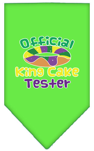 King Cake Taster Screen Print Mardi Gras Bandana Lime Green Large