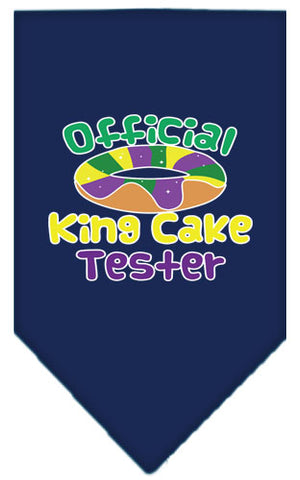 King Cake Taster Screen Print Mardi Gras Bandana Navy Blue Large