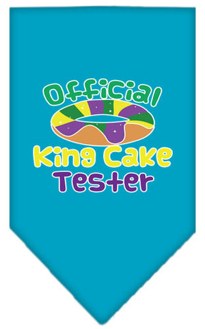 King Cake Taster Screen Print Mardi Gras Bandana Turquoise Large