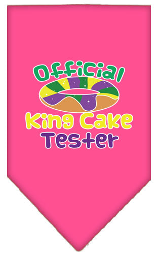 King Cake Taster Screen Print Mardi Gras Bandana Bright Pink Small