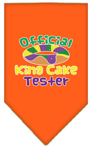 King Cake Taster Screen Print Mardi Gras Bandana Orange Small