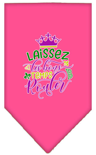 Laissez Les Bons Temps Rouler Screen Print Mardi Gras Bandana Bright Pink Large