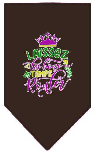 Laissez Les Bons Temps Rouler Screen Print Mardi Gras Bandana Cocoa Large