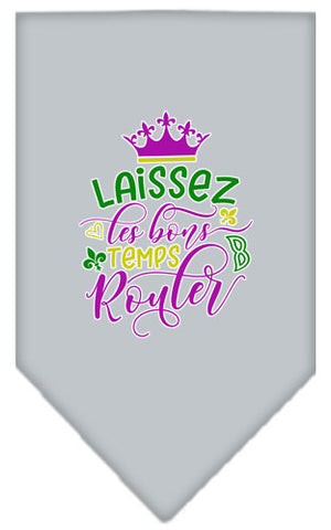 Laissez Les Bons Temps Rouler Screen Print Mardi Gras Bandana Grey Large