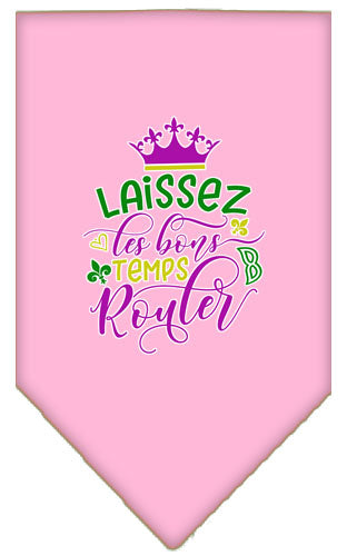 Laissez Les Bons Temps Rouler Screen Print Mardi Gras Bandana Light Pink Large