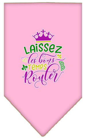 Laissez Les Bons Temps Rouler Screen Print Mardi Gras Bandana Light Pink Large