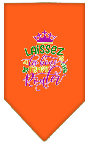 Laissez Les Bons Temps Rouler Screen Print Mardi Gras Bandana Orange Large