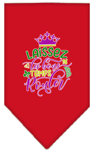 Laissez Les Bons Temps Rouler Screen Print Mardi Gras Bandana Red Large