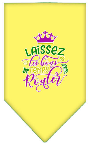 Laissez Les Bons Temps Rouler Screen Print Mardi Gras Bandana Yellow Large