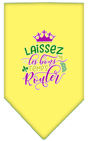 Laissez Les Bons Temps Rouler Screen Print Mardi Gras Bandana Yellow Large