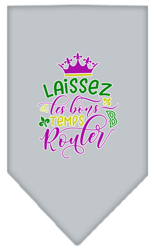 Laissez Les Bons Temps Rouler Screen Print Mardi Gras Bandana Grey Small