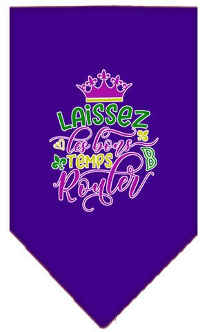 Laissez Les Bons Temps Rouler Screen Print Mardi Gras Bandana Purple Small