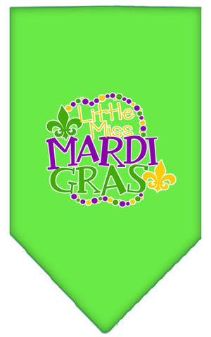 Miss Mardi Gras Screen Print Mardi Gras Bandana Lime Green Large