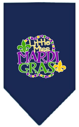 Miss Mardi Gras Screen Print Mardi Gras Bandana Navy Blue Large