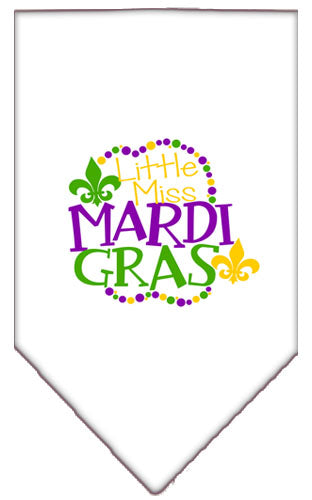 Miss Mardi Gras Screen Print Mardi Gras Bandana White Large