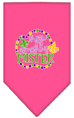 Throw Me Something Screen Print Mardi Gras Bandana Bright Pink Large