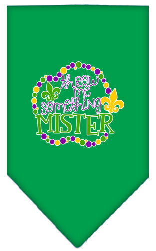 Throw Me Something Screen Print Mardi Gras Bandana Emerald Green Large