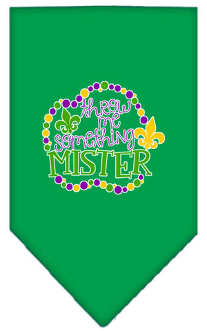 Throw Me Something Screen Print Mardi Gras Bandana Emerald Green Large