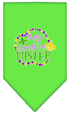 Throw Me Something Screen Print Mardi Gras Bandana Lime Green Large