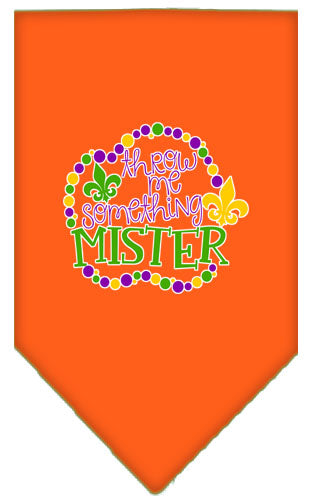 Throw Me Something Screen Print Mardi Gras Bandana Orange Large