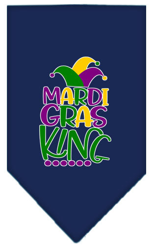 Mardi Gras King Screen Print Mardi Gras Bandana Navy Blue Large