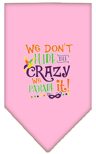 We Don't Hide The Crazy Screen Print Mardi Gras Bandana Light Pink Large