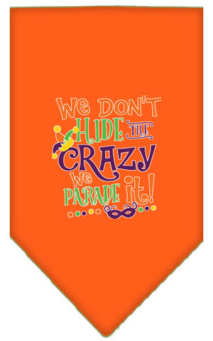 We Don't Hide The Crazy Screen Print Mardi Gras Bandana Orange Large