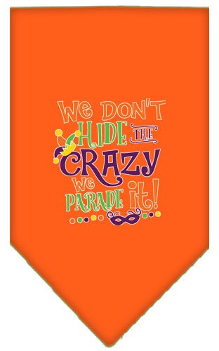 We Don't Hide The Crazy Screen Print Mardi Gras Bandana Orange Small