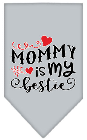 Mommy Is My Bestie Screen Print Pet Bandana Grey Large