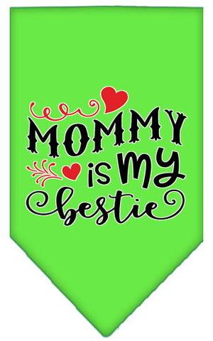 Mommy Is My Bestie Screen Print Pet Bandana Lime Green Large