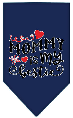 Mommy Is My Bestie Screen Print Pet Bandana Navy Blue Large