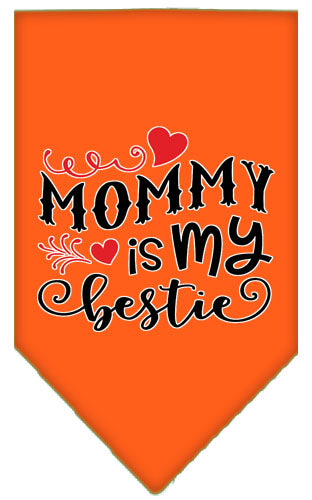 Mommy Is My Bestie Screen Print Pet Bandana Orange Large