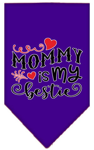 Mommy Is My Bestie Screen Print Pet Bandana Purple Large