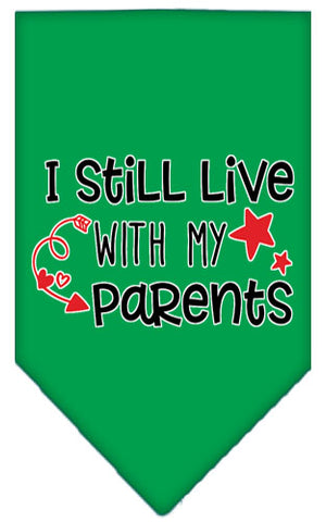 Still Live With My Parents Screen Print Pet Bandana Emerald Green Large